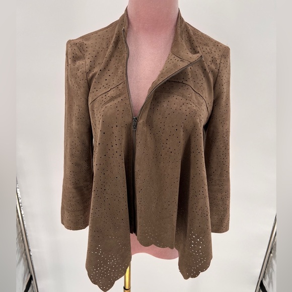 EUC BCBGMaxAzria Bri Perforated Faux Suede Jacket - Picture 7 of 14